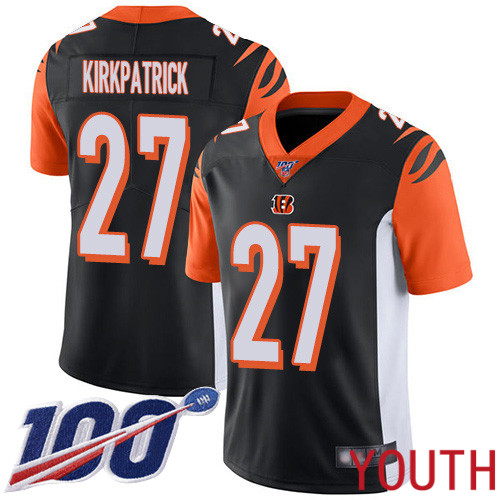 Cincinnati Bengals Limited Black Youth Dre Kirkpatrick Home Jersey NFL Footballl 27 100th Season Vapor Untouchable